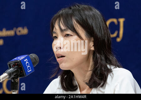 Settembre 27, 2019, Tokyo, Giappone - Song Hye Suk testa del coreano asili genitori parla di rete durante una conferenza stampa presso i corrispondenti stranieri' Club del Giappone. Credito: Rodrigo Reyes Marin/AFLO/Alamy Live News Foto Stock