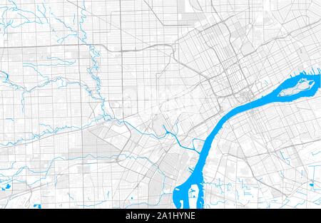 Ricco di vettore dettagliata mappa area di Dearborn, Michigan, Stati Uniti d'America. Mappa modello per arredamento di casa. Illustrazione Vettoriale