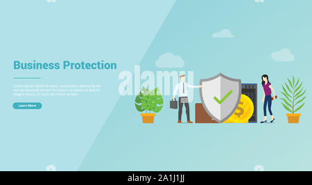 Protezione di business security service per il sito web di un modello o di sbarco banner homepage - illustrazione vettoriale Foto Stock