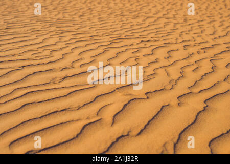 La sabbia con le onde nel deserto rosso. Foto Stock