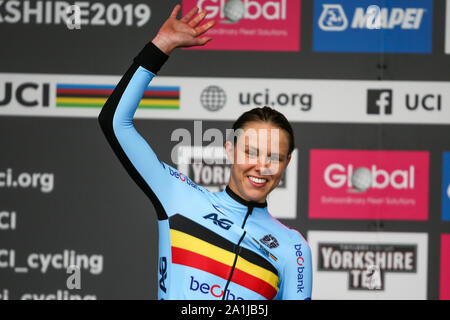 Harrogate, Regno Unito. Il 27 settembre 2019. 2019 i Mondiali di ciclismo su strada 2009 Womens Junior la gara su strada. Settembre 27, 2019 Dan-Cooke credito/Alamy Live News Foto Stock