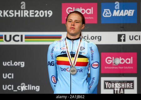 Harrogate, Regno Unito. Il 27 settembre 2019. 2019 i Mondiali di ciclismo su strada 2009 Womens Junior la gara su strada. Settembre 27, 2019 Dan-Cooke credito/Alamy Live News Foto Stock