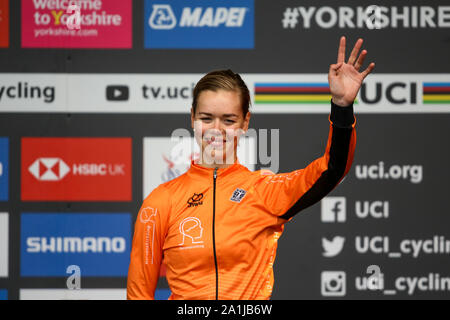 Harrogate, Regno Unito. Il 27 settembre 2019. 2019 i Mondiali di ciclismo su strada 2009 Womens Junior la gara su strada. Settembre 27, 2019 Dan-Cooke credito/Alamy Live News Foto Stock