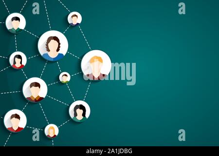 Social media network. Persone collegate le icone. Illustrazione Vettoriale Illustrazione Vettoriale