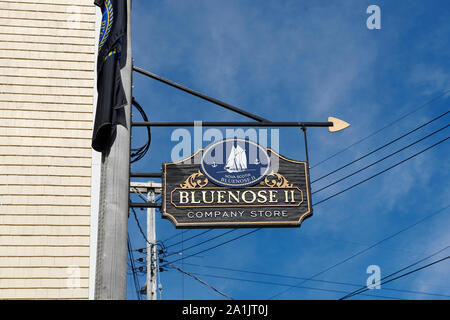 La Bluenose II Company Store segno, Lunenburg, Nova Scotia, Canada Foto Stock