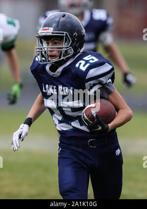 Azione di calcio con East Valley vs Lake City in Coeur d'Alene, Idaho. Foto Stock