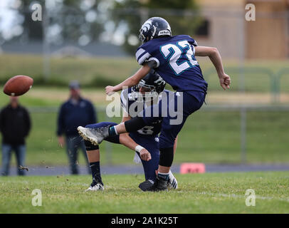 Azione di calcio con East Valley vs Lake City in Coeur d'Alene, Idaho. Foto Stock