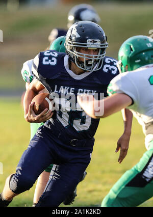 Azione di calcio con East Valley vs Lake City in Coeur d'Alene, Idaho. Foto Stock