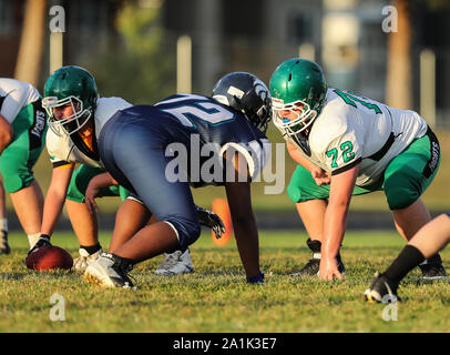 Azione di calcio con East Valley vs Lake City in Coeur d'Alene, Idaho. Foto Stock