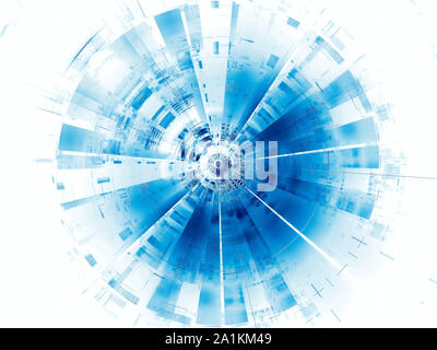 Abstract - disco blu e bianco generati digitalmente 3d illustrazione Foto Stock