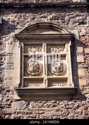 Carving Stobe dettagli presso il Museo degli scrittori a Lady Scale House su Lady scale chiudere Lawnmarket Edimburgo in Scozia Foto Stock