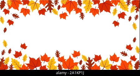 Autunno arancio e giallo foglie che cadono su sfondo bianco illustrazione vettoriale EPS10 Illustrazione Vettoriale