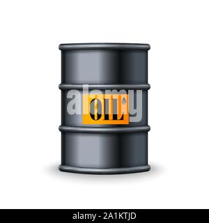 Metallo nero barile di petrolio su sfondo bianco vettore Illustrazione Vettoriale