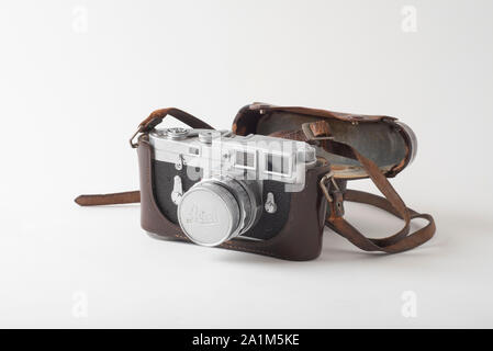 35mm Leica M3 telemetro fotocamera, risalente al 1957. Questa fotocamera è stata la scelta di photojournalists in tutto il mondo per decenni. Foto Stock