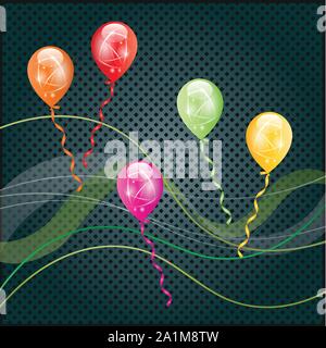 Abstract sfondo nero con onde, musica e suono di sottofondo Illustrazione Vettoriale