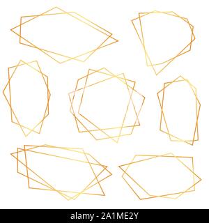Elementi astratti set di poliedro geometrico per invito a nozze, modelli con motivi decorativi. Illustrazione Vettoriale Illustrazione Vettoriale