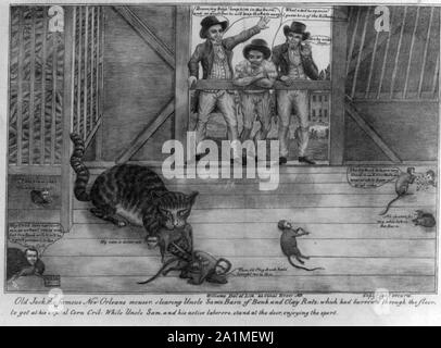 Il vecchio Jack, la famosa New Orleans mouser, compensazione lo zio Sam's Barn di bank e argilla ratti; ... Foto Stock