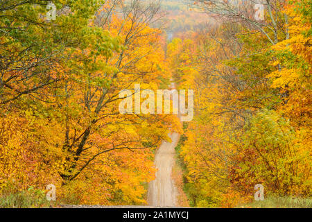 Burnett's sideroad in autunno, Sheguiandah, Manitoulin Island, Ontario, Canada Foto Stock