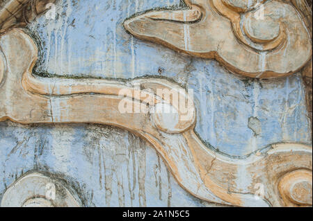 La struttura di un muro nel tempio buddista in Asia piastrelle in ceramica Foto Stock