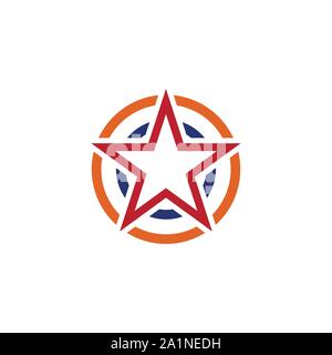 Il logo Star Modello icona vettore illustrazione design. Abstract cerchio di colore segno creativo, simbolo con 5 parti. - Vettore Illustrazione Vettoriale