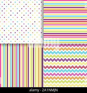 Colorate e punteggiata striped pattern seamless sfondi vettoriali Illustrazione Vettoriale