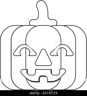 Zucca di Halloween Cartoon in contorno Illustrazione Vettoriale