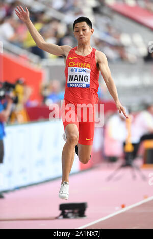 Jianan Wang (Cina). Salto in lungo uomini. IAAF mondiale di atletica, Doha 2019 Foto Stock