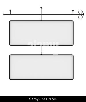 Vecchio metallo vuoto segno negozio isolato su bianco, percorso di clipping incluso. Pronto per il testo. Foto Stock