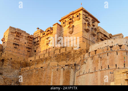 Architettura di Jaisalmer fort nel Rajasthan. India Foto Stock