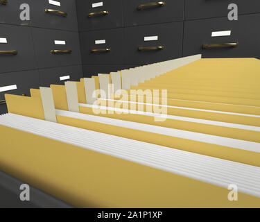 Filing cabinet con le cartelle nel cassetto Foto Stock