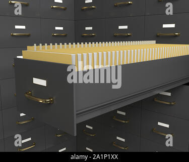 Filing cabinet con le cartelle nel cassetto Foto Stock