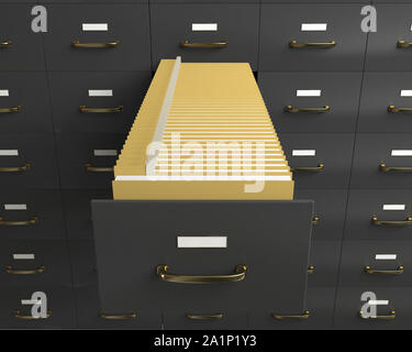 Filing cabinet con le cartelle nel cassetto Foto Stock