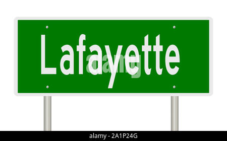 Il rendering di un verde autostrada segno per Lafayette Louisiana Foto Stock