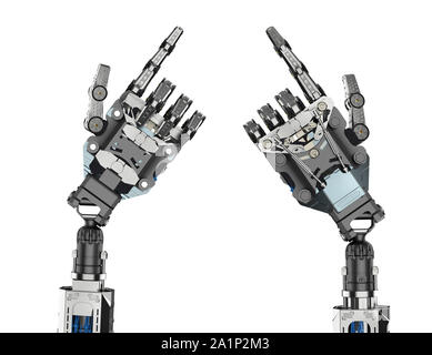 3D rendering mano robotica o mano cyborg dito punto isolato Foto Stock