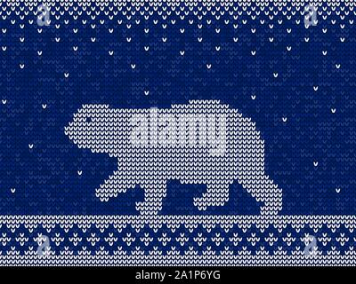 Natale disegno di lavorazione a maglia con orso polare vettore Illustrazione Vettoriale