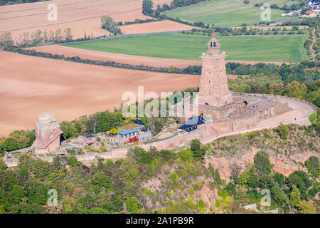 Kyffhaeuser, monumento, Barbarossa. Lo scenario, kyffhauser Foto Stock