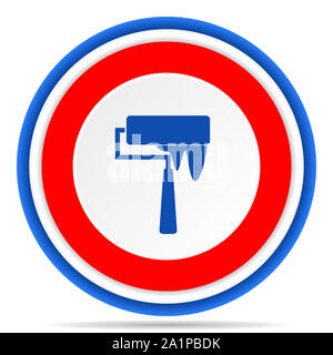 Paintroll round icona, rosso, blu e bianco design francese illustrazione per il web, internet e applicazioni per dispositivi mobili Foto Stock