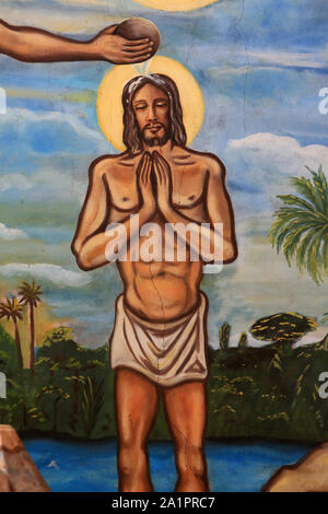 Le baptême de Jésus-Christ. Cathédrale Saint-Pierre et Paolo. Aného. Bénin. Foto Stock