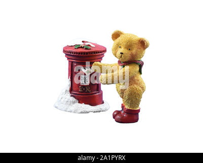 Orsacchiotto di peluche inviare Scheda di Natale - Xmas, 25 Dicembre - Post inizio per Natale Foto Stock