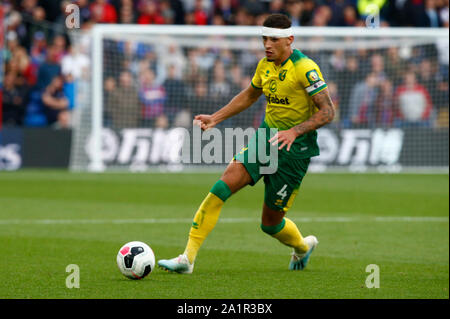 Londra, Regno Unito. 28 Sep, 2019. Norwich City è ben Godfrey durante la Premier League inglese tra Crystal Palace e Norwich City a Selhurst Park Stadium di Londra, Inghilterra il 28 settembre 2019 Credit: Azione Foto Sport/Alamy Live News Foto Stock