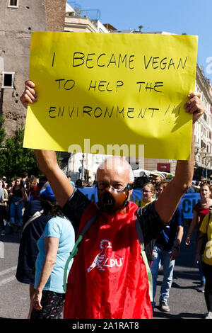 Venerdì per il futuro (FFF). Roma terzo sciopero globale sui cambiamenti climatici per il futuro. Giovani studenti manifestazione di protesta contro il cambiamento climatico. Modifica del sistema non cambiamento climatico. - Gli studenti con un cartello striscione sono scesi in piazza per manifestare contro il cambiamento climatico globale nel centro di Roma, in Italia, in Europa, nell'Unione europea, nell'UE. Ogni venerdì skrike. 27 settembre 2019. Foto Stock