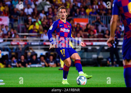 Barcellona - Sep 24: Antoine Griezmann svolge presso la Liga match tra FC Barcelona e Villarreal CF allo stadio Camp Nou il 24 settembre 2019 Foto Stock