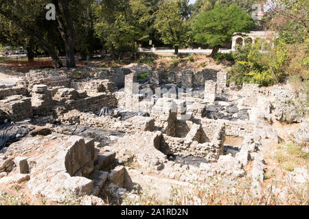 Le rovine della ex cattedrale cattolica Cathédrale Sainte-Marie de Cimiez a Nizza, in Francia, in Europa Foto Stock