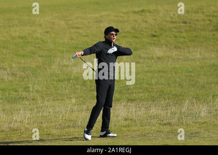 KINGSBARNS, Scozia. 28 SETTEMBRE 2019: Singer Brad Simpson durante la terza tornata di Alfred Dunhill Links Championship, Tour Europeo Torneo di Golf al Kingsbarns, Scozia Foto Stock