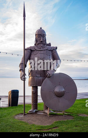 Largs/SCOZIA - 25 Settembre 2019: Magnus il gigante di acciaio Viking warrior Foto Stock