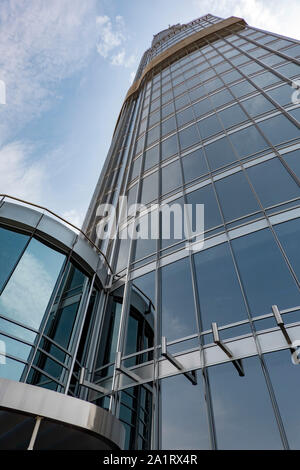 Vista dal ponte di osservazione, il Burj Khalifa, Dubai, Emirati Arabi Uniti Foto Stock