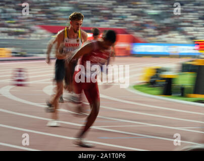 Doha in Qatar. 28 Sep, 2019. Marc Reuther della Germania a competere in 800 metri per gli uomini durante il XVII IAAF mondiale di atletica Al Khalifa Stadium di Doha, in Qatar. Ulrik Pedersen/CSM/Alamy Live News Foto Stock