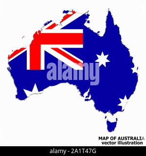 Mappa di Australia con bandiera. Infografico australiano. Illustrazione Vettoriale