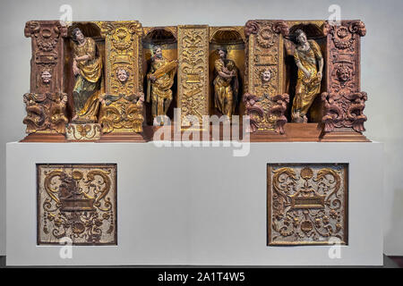 Pala d altare del monastero di San Benito el Real, il frammento della predella nella Nazionale Museo di Scultura Colegio de San Gregorio de Valladolid, Sp Foto Stock