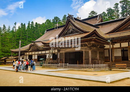 Wakayama, Giappone - 24 Luglio 2019: Turisti in un timore reverenziale per la maestosa architettura risalente al XVI secolo. Foto Stock